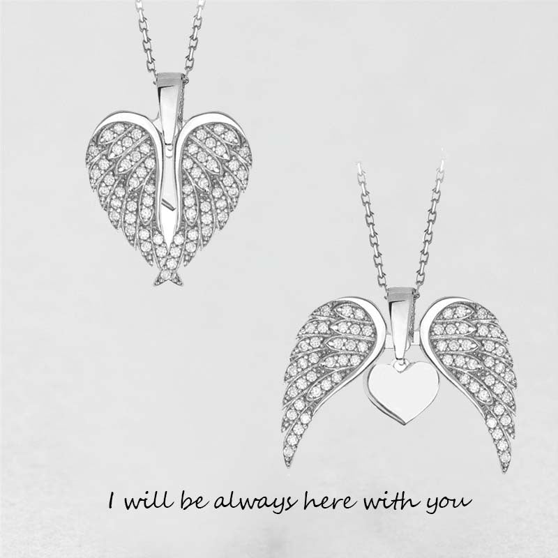 Angel Wings Heart Pendant Necklace Women