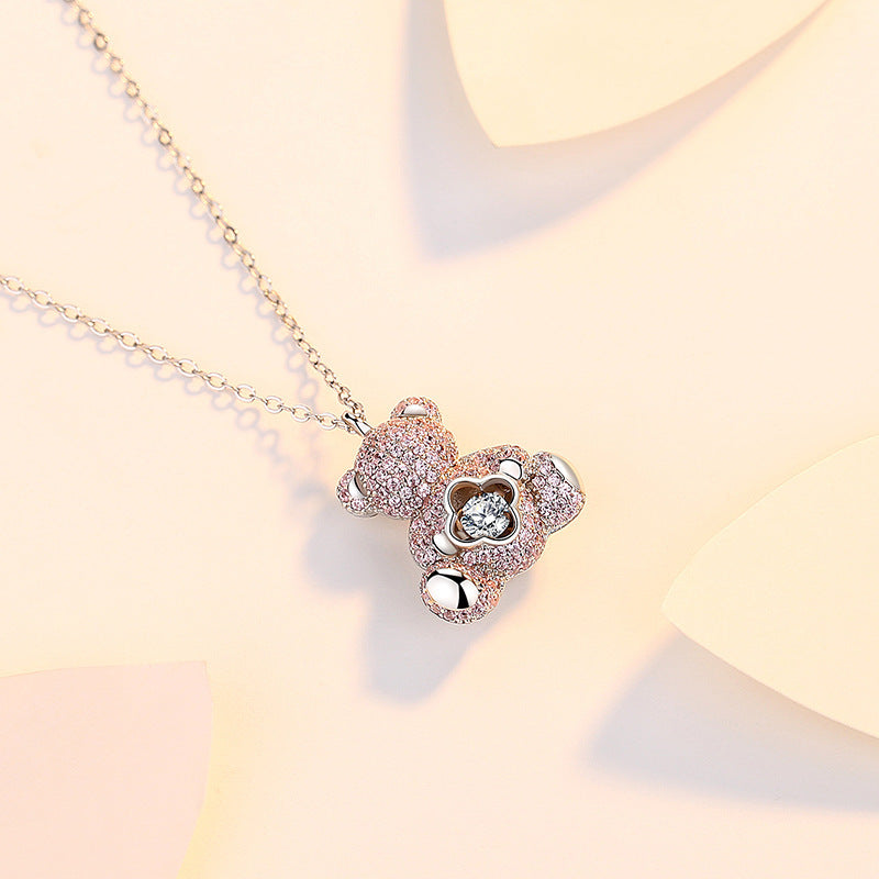 Clavicle Chain Smart Cute Bear Zircon Necklace For Women