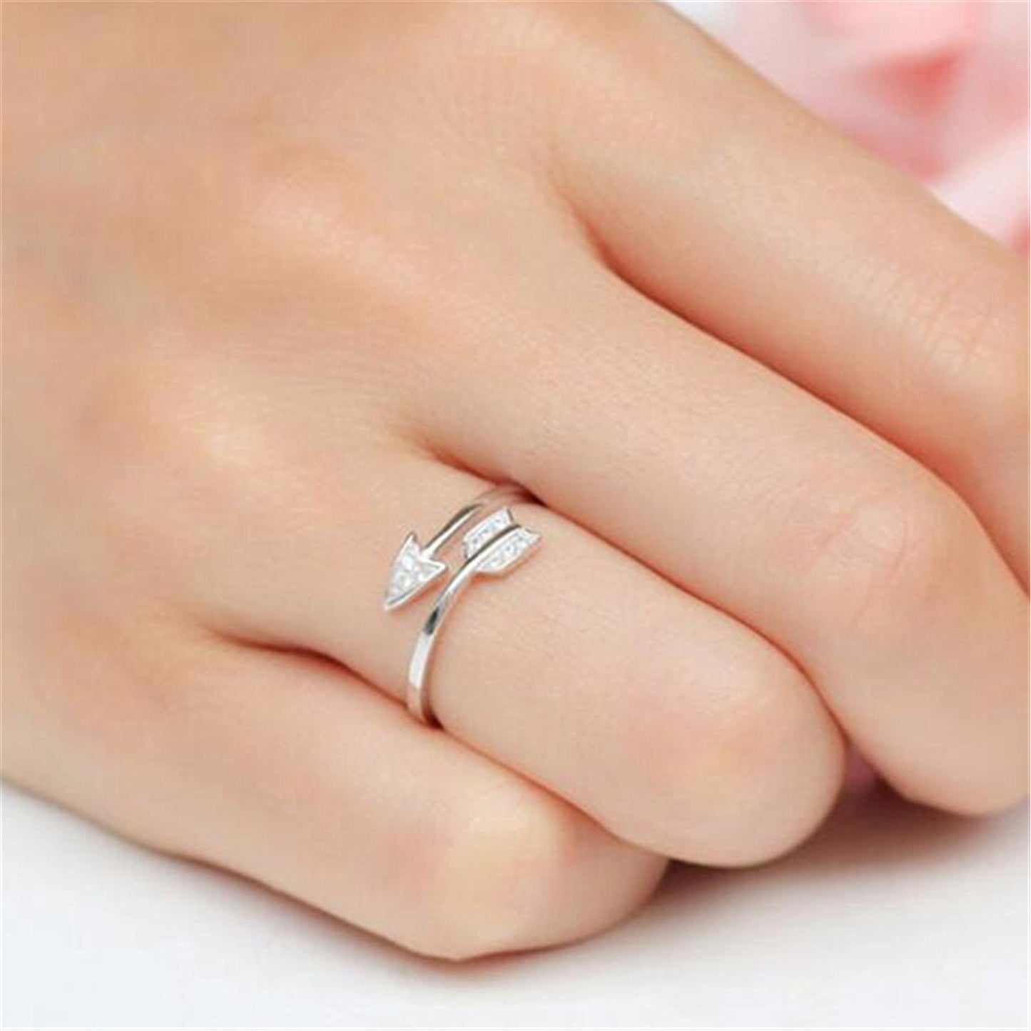 New Arrival Fashion Silver Plated Arrow crystal rings for women Adjustable Engagement ring arrow women