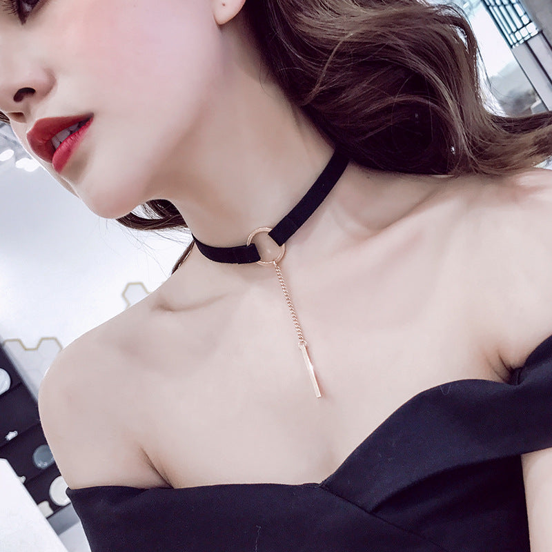 Necklace women collar clavicle necklace black