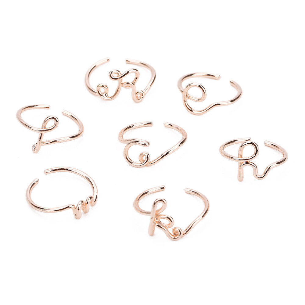 Unisex Gold Silver Color A-Z 26 Letters Initial Name Rings for Women Men Geometric Alloy Creative Finger Rings Jewelry Wholesale