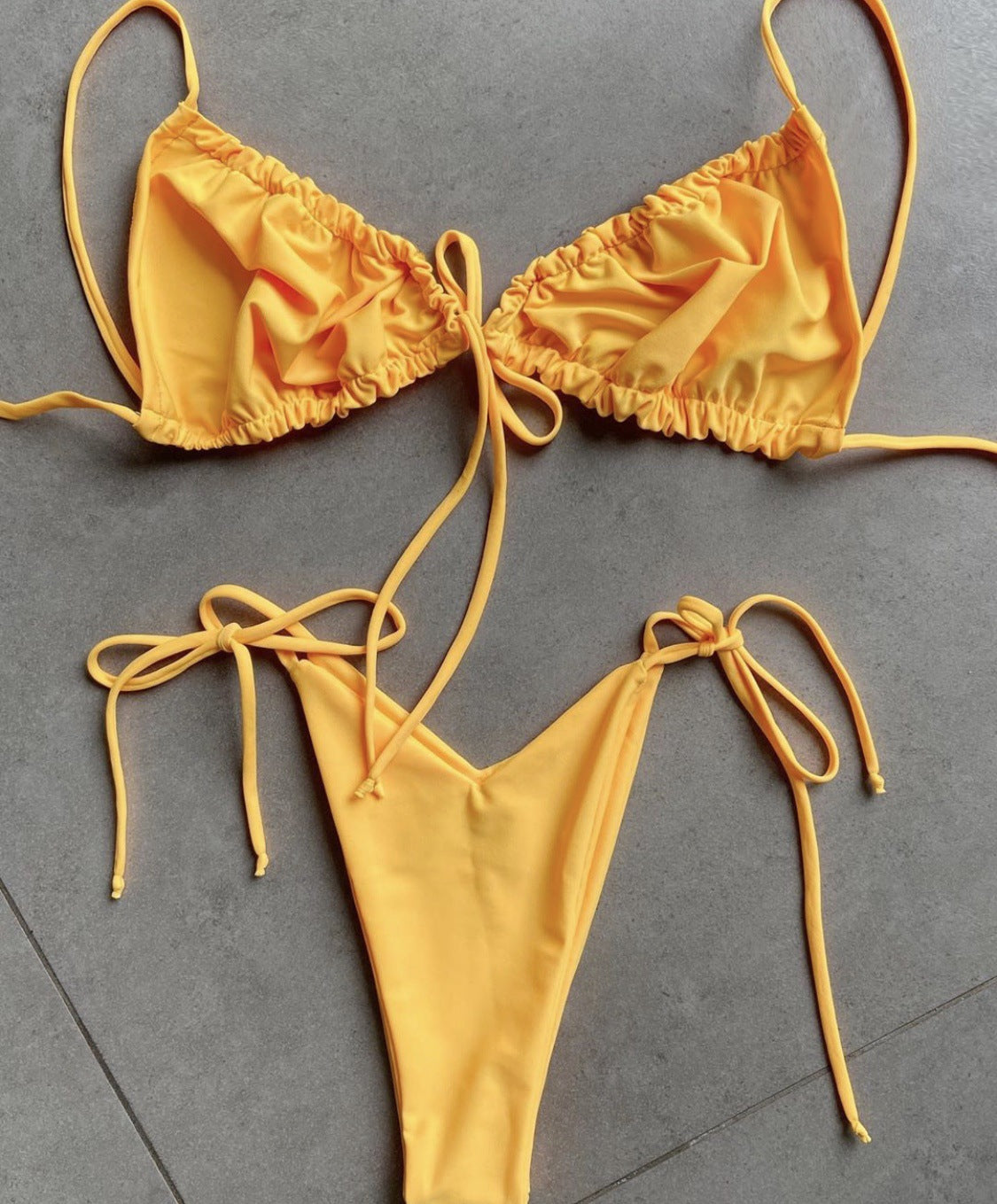 Solid color split bikini swimsuit