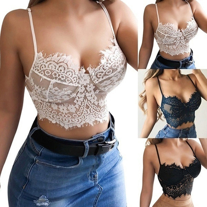 Lace shoulder bra