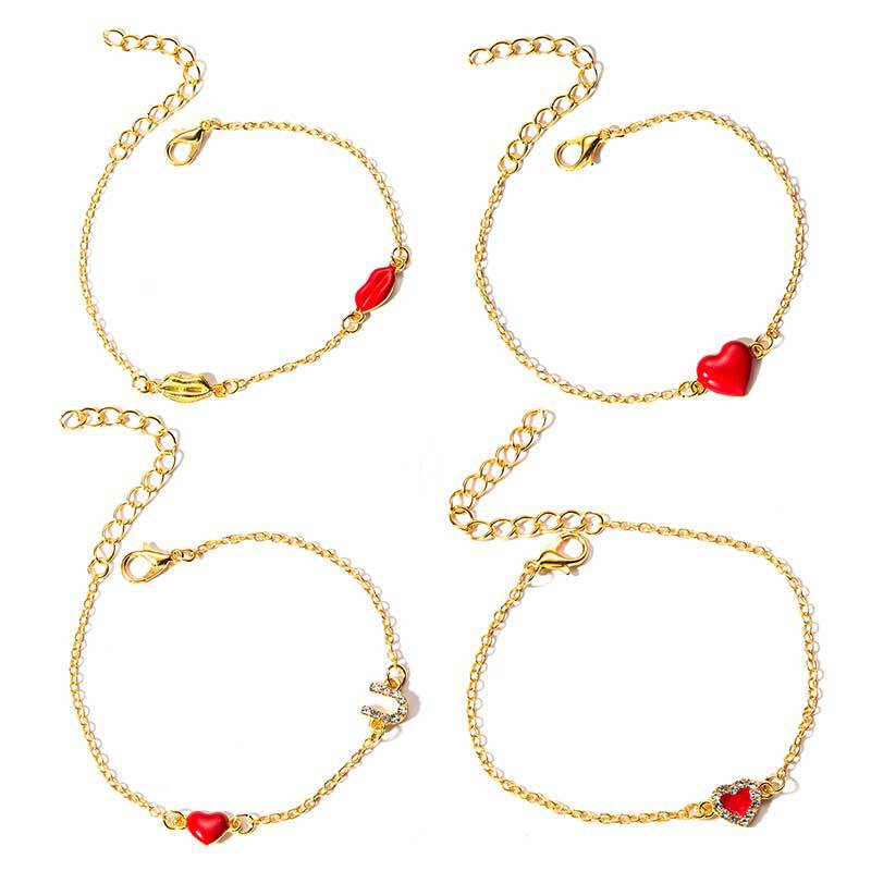 Gilded love lips bracelet women