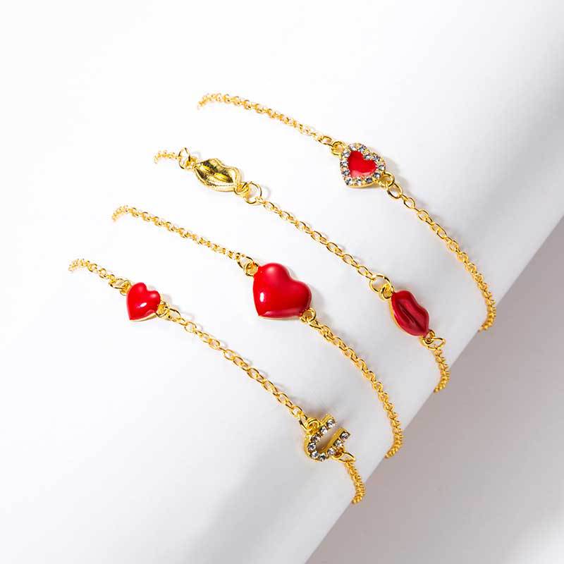 Gilded love lips bracelet women