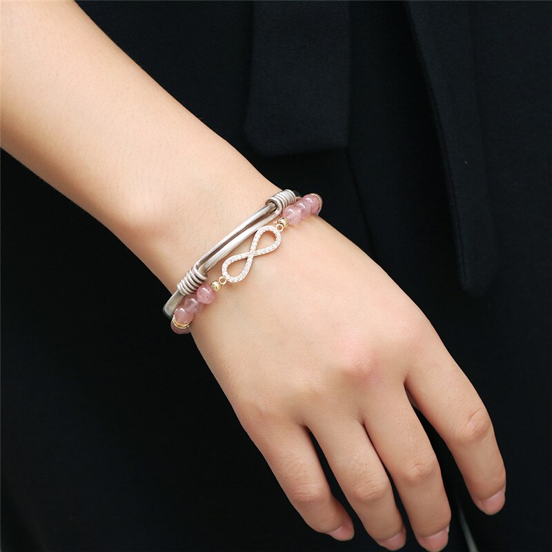 Natural Strawberry Crystal Zircon Bracelet Women Fashion Bracelet Couple Gift Jewelry