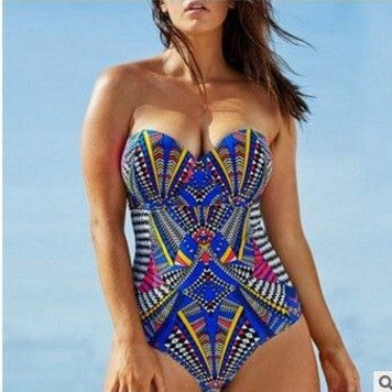 Printed one-piece swimsuit women Europe and America