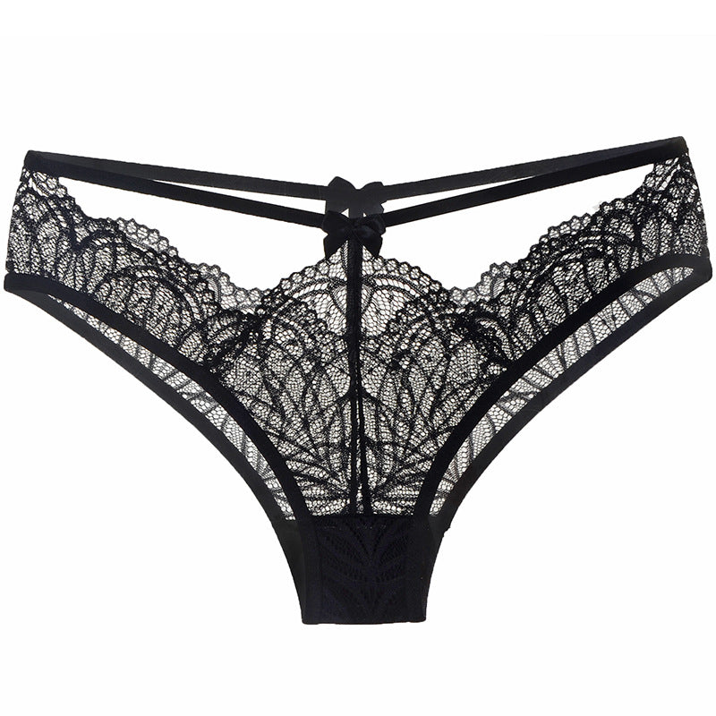 Lace cross cutout panties