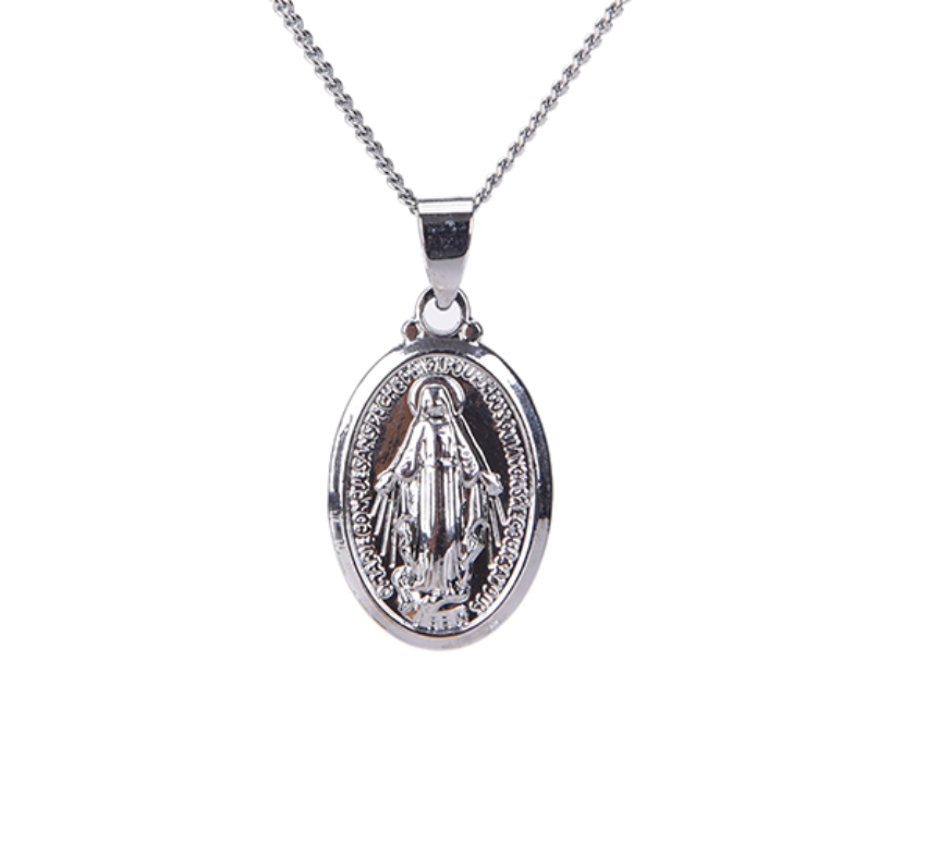 Virgin Mary Necklace Christmas Gifts Silve Gold Color Women Men Jewelry Cross Pendant Necklaces