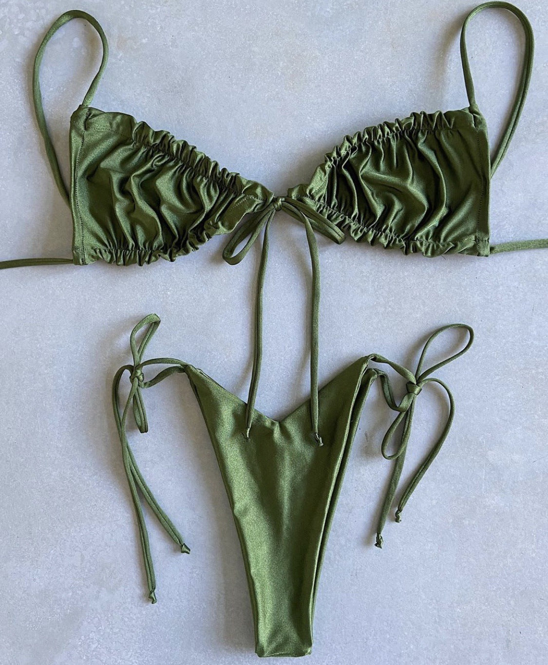 Solid color split bikini swimsuit