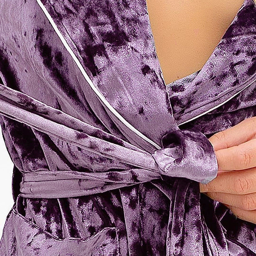 Purple gold velvet nightgown dress