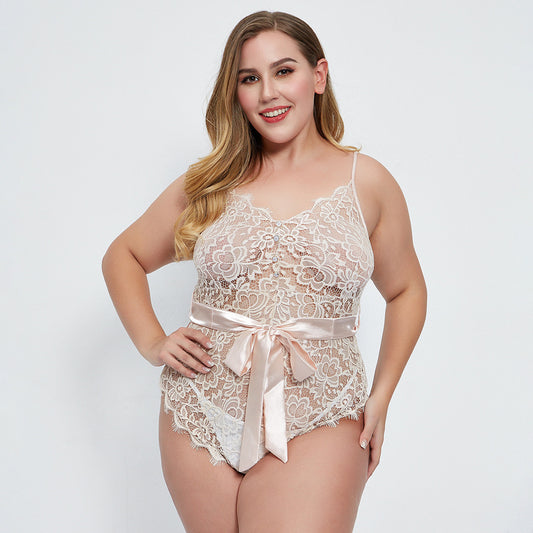 Oversized lace lace bodysuit