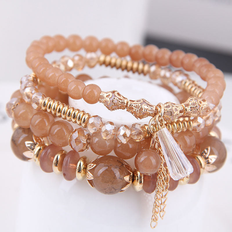 Bohemian Multilayer Multicolor Acrylic Beads Bracelet New Ethnic Strands Bracelets Bangles For Women Gift Pulseras Mujer