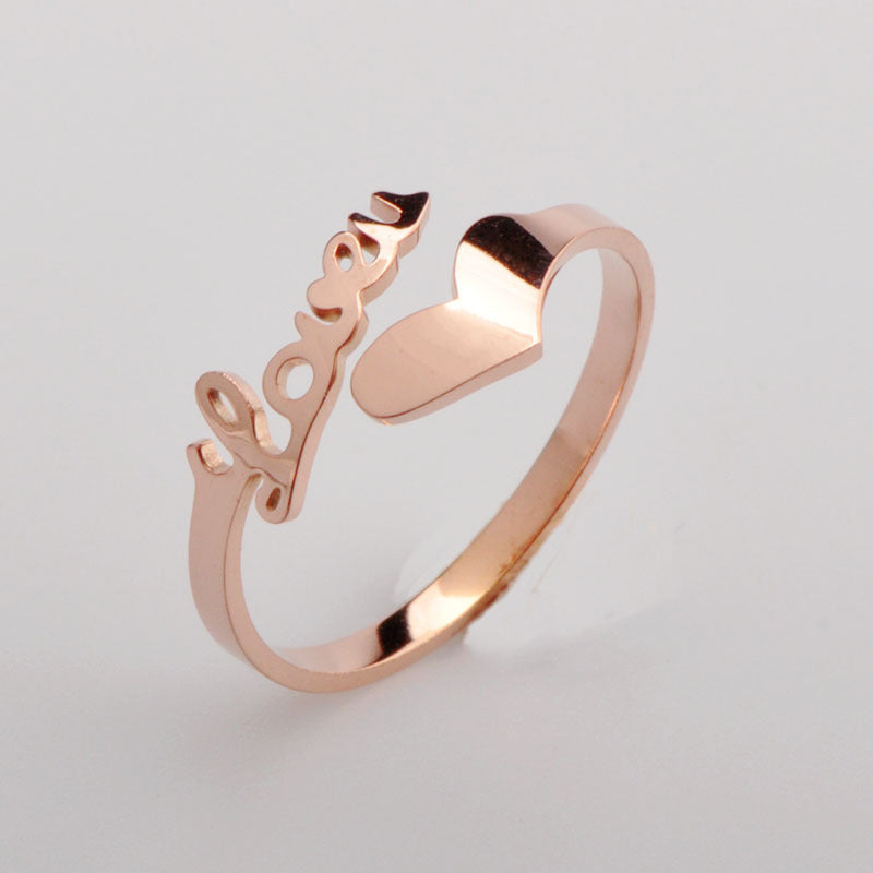 Heart-shaped Rose Gold Titanium Steel Ring For Women Couple Rings Little Finger Ring