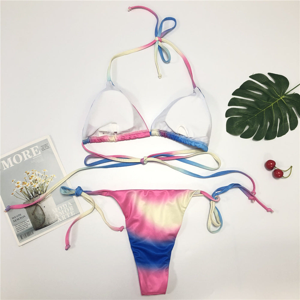 New Sexy Halter Strap Gradient Bikini European Swimsuit Women