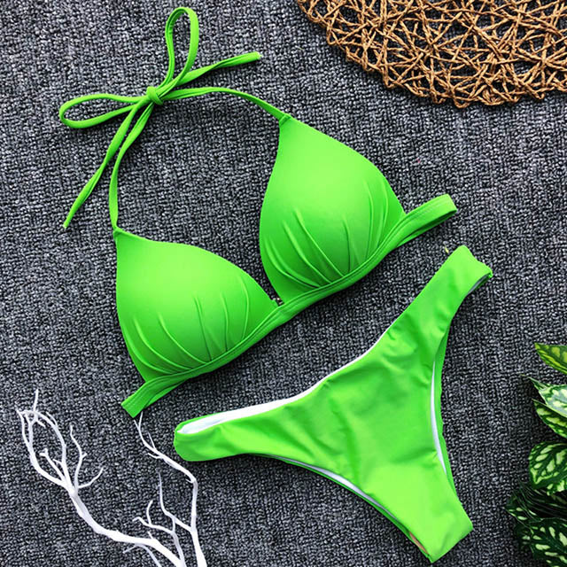 One-piece bra hanging neck bikini