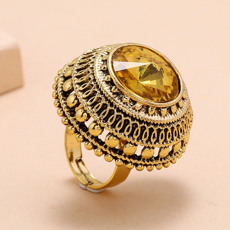 New Indian Vintage Gold Metal Crystal Rings For Women