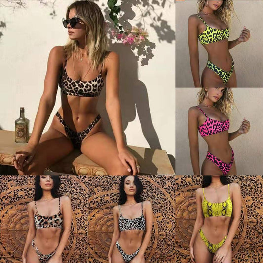 Ladies leopard print bikini swimsuit