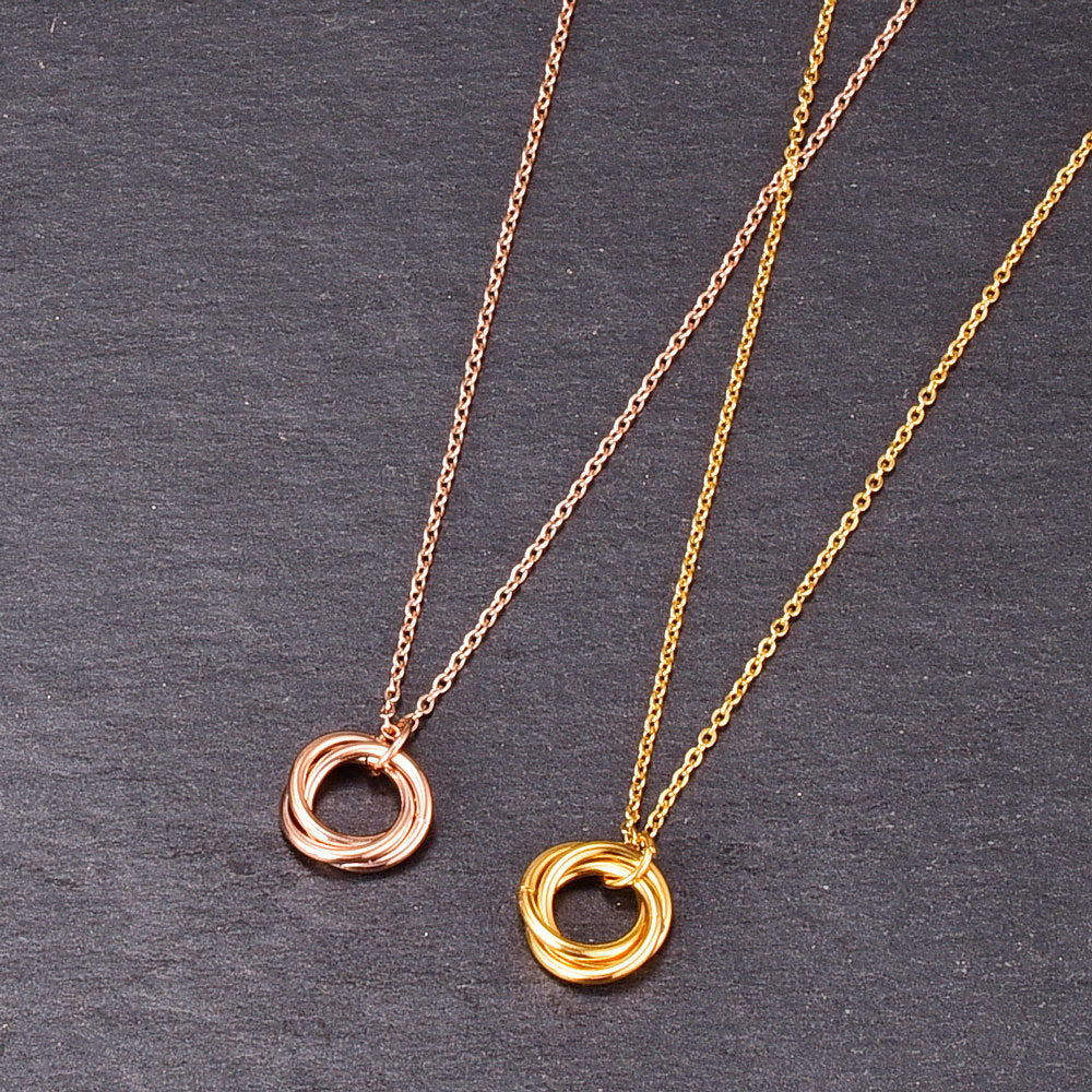 Golden Three Ring Necklace For Women