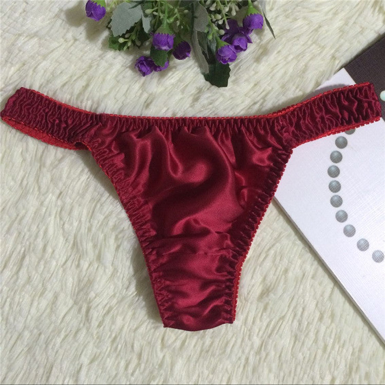 Sexy thong silk couple breathable panties