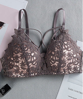 Lace gathered bra