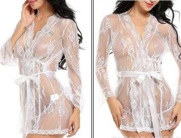 Sexy lingerie bathrobe strappy nightdress set