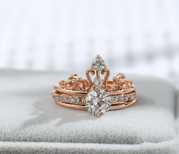 Crown Rings For Women White Gold Engagement Wedding Ring Jewelry