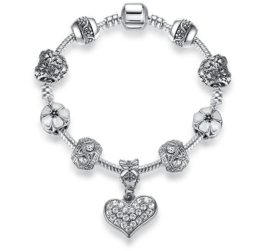 Women Bracelet 925 Unique Silver Crystal Charm Bracelet for Women DIY Beads Bracelets & Bangles Jewelry Gift