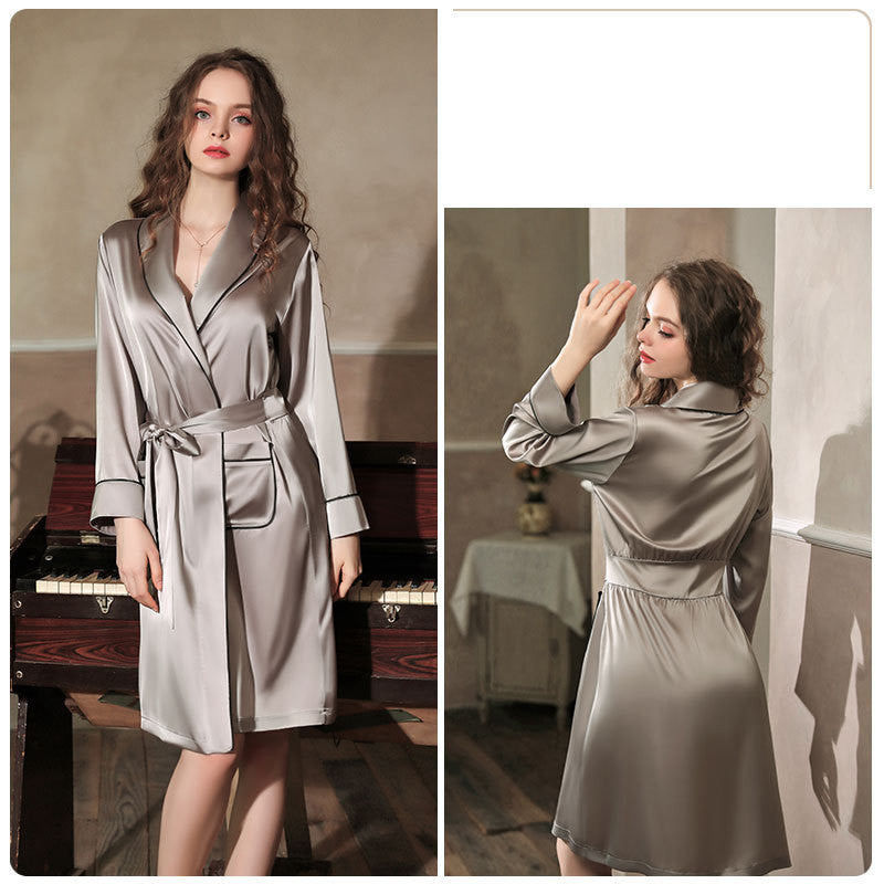 Imitation Silk Nightgown Bathrobe Home Service