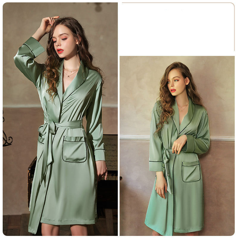 Imitation Silk Nightgown Bathrobe Home Service