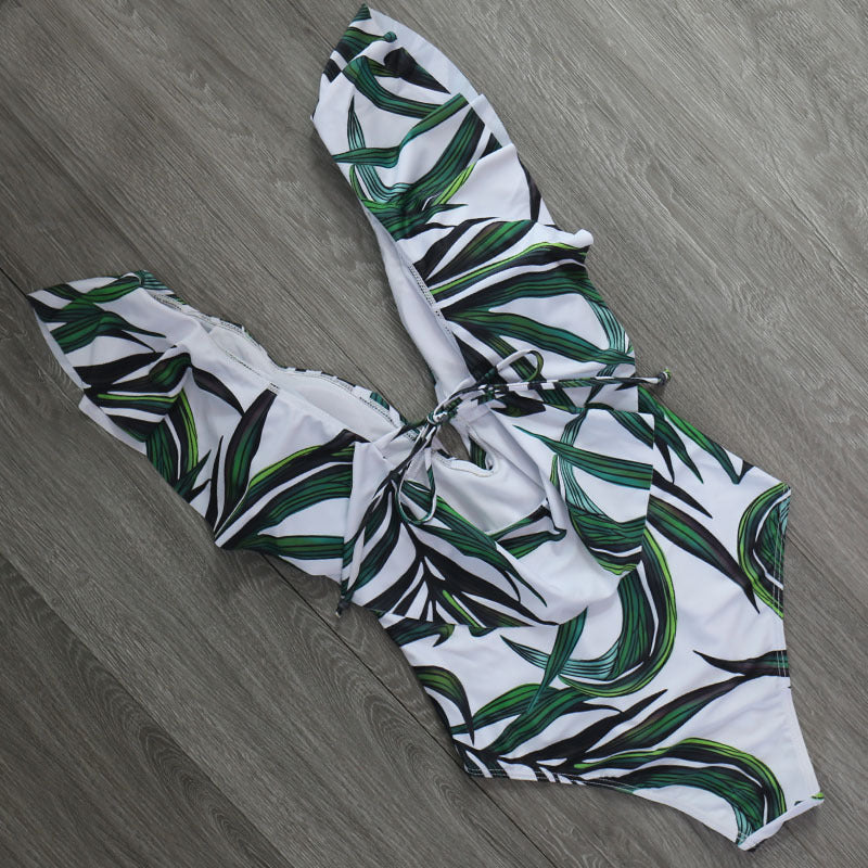 Bikini Women Swimsuit Girl OnePiece Ruffle Print