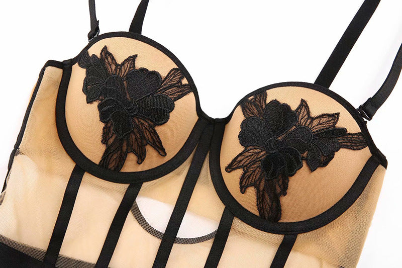 Breathable Gathered Corset sexy One-Piece Underwear Ladies Bra