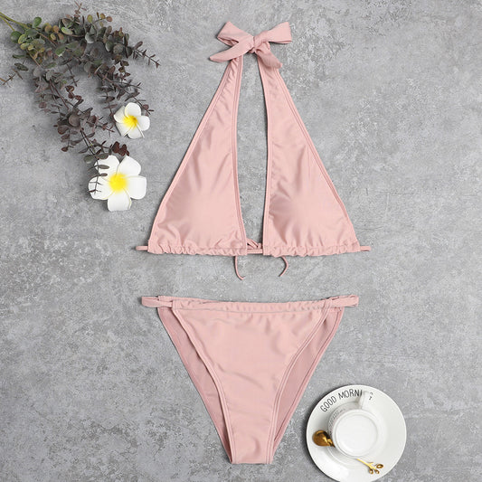 New Fashion Bikini European And American Sexy Bikini Solid Color Cross