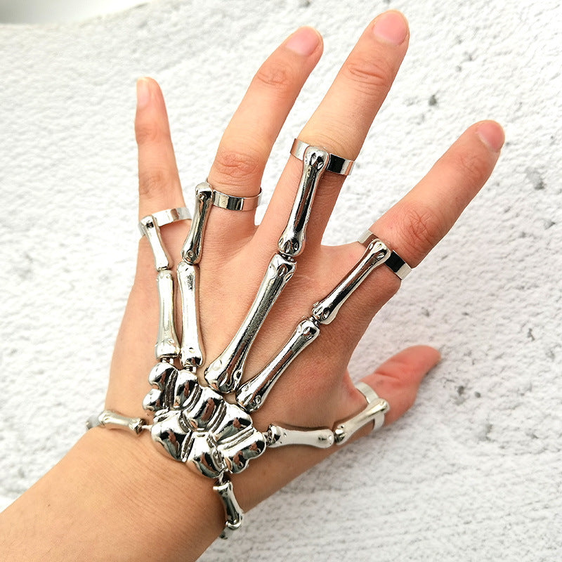 Ghost Hand Skull Bracelet Metal Texture Linking Finger Bracelet Women