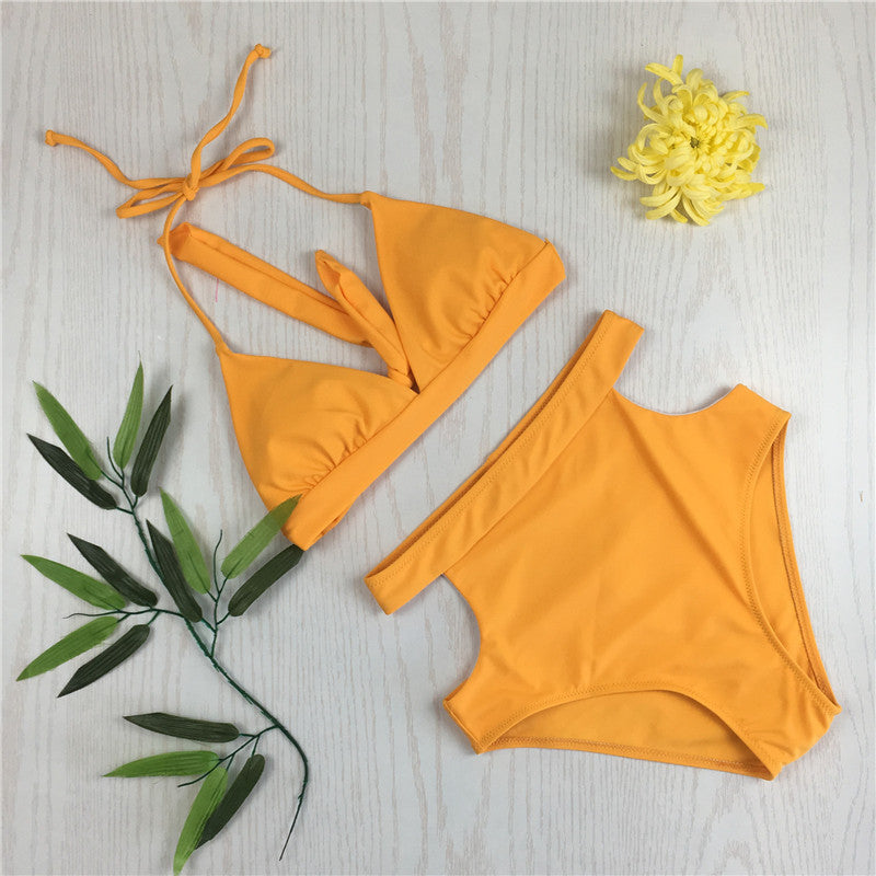 Nylon High Elastic High Waist Swimsuit Women Bikini Sexy Bikini Swimsuit