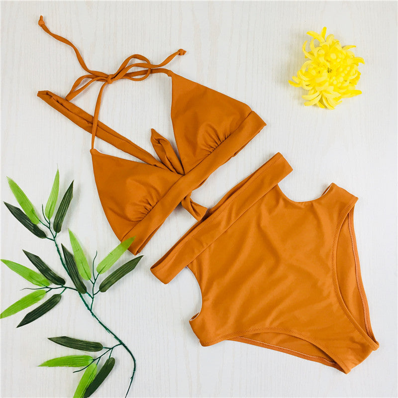 Nylon High Elastic High Waist Swimsuit Women Bikini Sexy Bikini Swimsuit