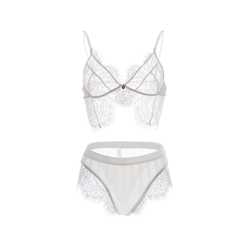 Eyelash Lace Lightweight  Cup No Steel Ring Sexy Bra Underwear Set