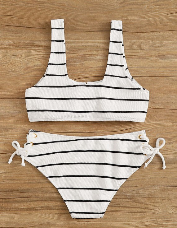 Striped Split Swimsuit Bikini