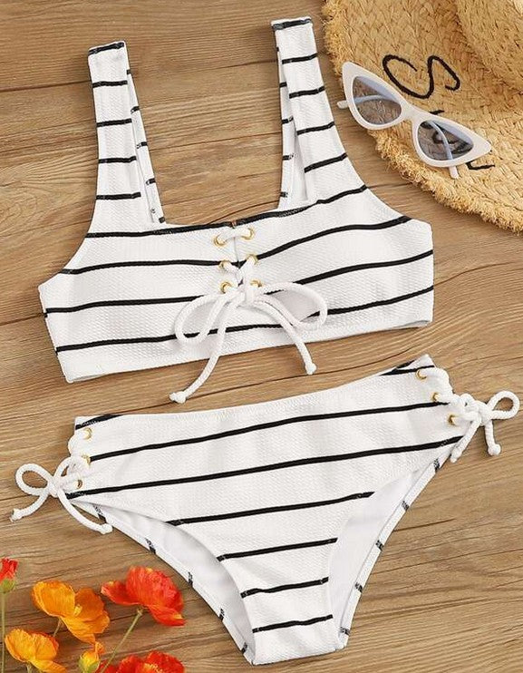 Striped Split Swimsuit Bikini