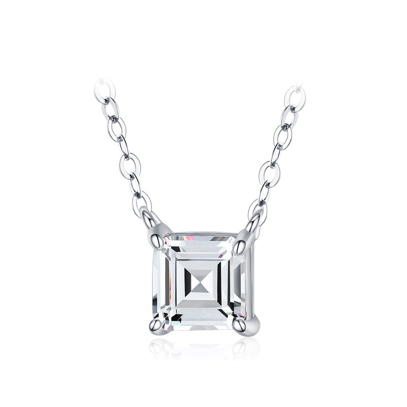 Square emerald cut zircon necklace women