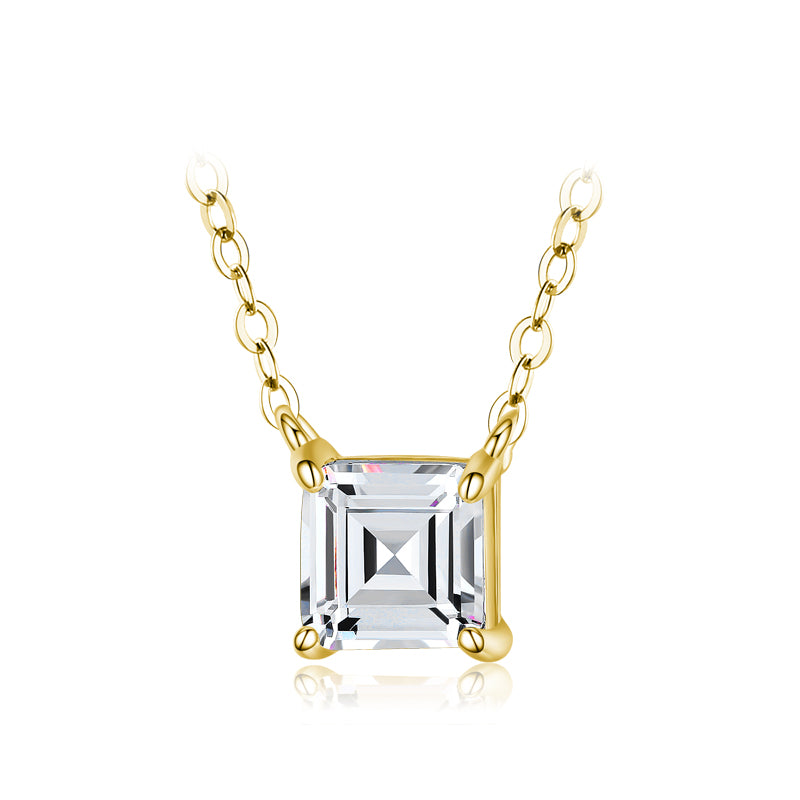 Square emerald cut zircon necklace women