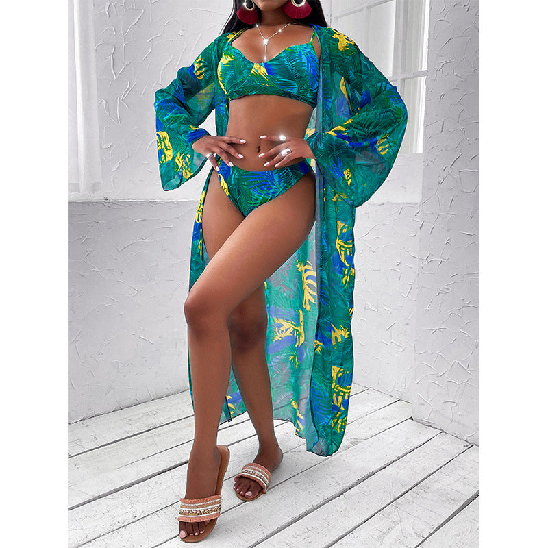 Women's Three-Piece Printed Bikini Split Swimsuit Women