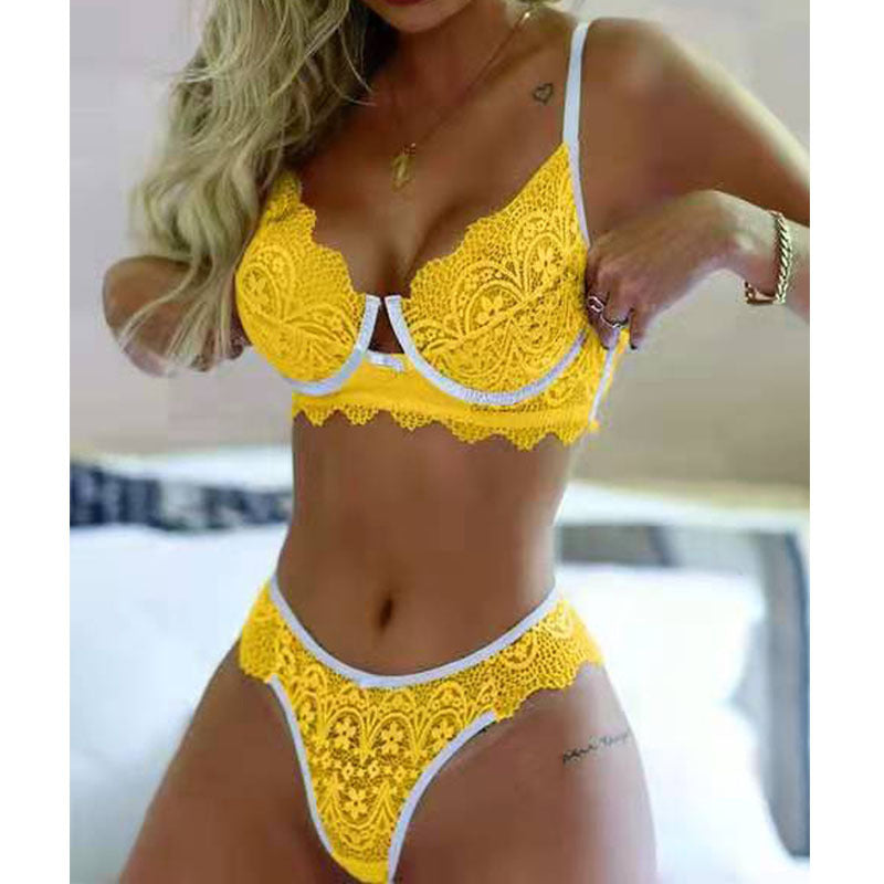 Women'S Sexy Solid Color Feminine Sexy Lace Bra Set