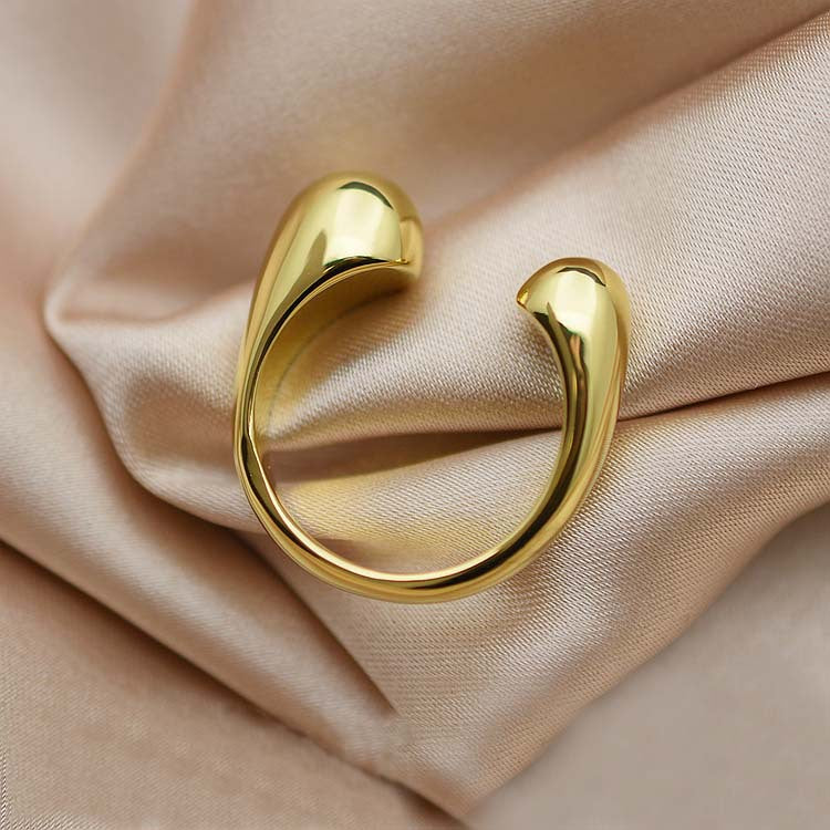 Gold Metal Brass Plated Balls Geometric Square Adjustable Opening Rings for Women