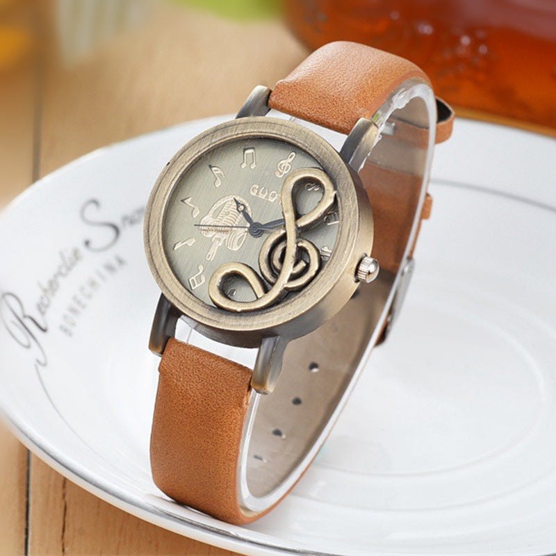 Fashion Retro Hollow Music Symbol Ladies Watch