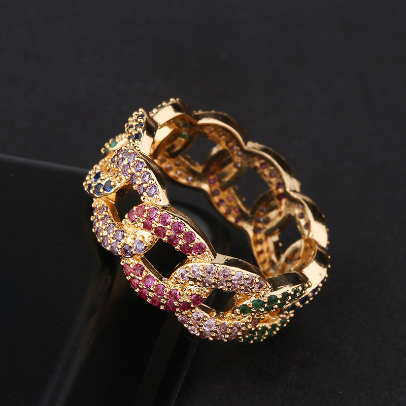 Luxury Colorful Rings For Women Micro Pave Full Cubic Zirconia Stone