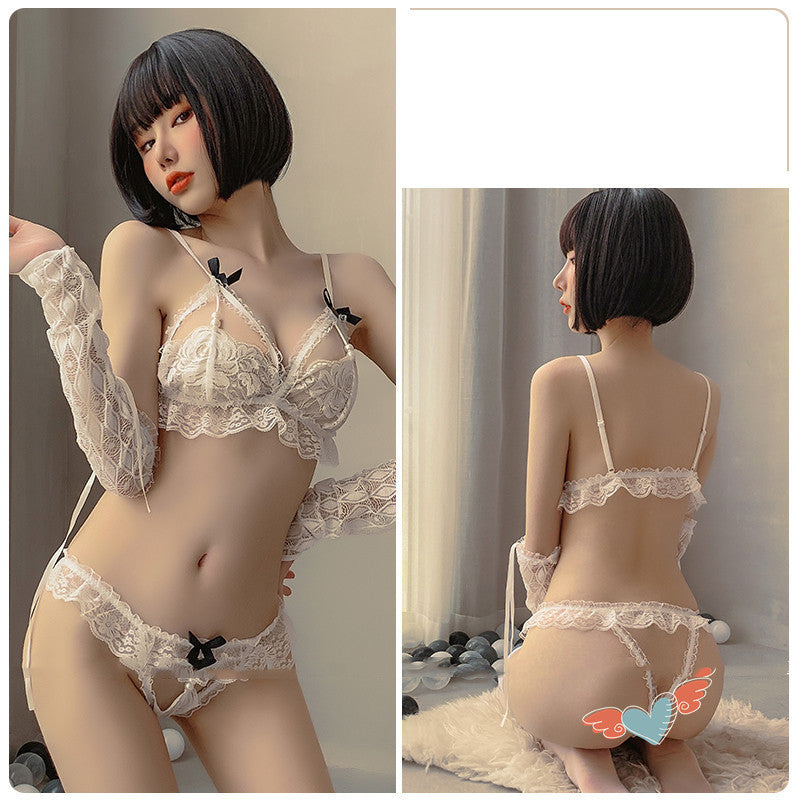 Sexy Pajamas Female Summer Sexy Lace Uniform Temptation Cute Student Bra Set