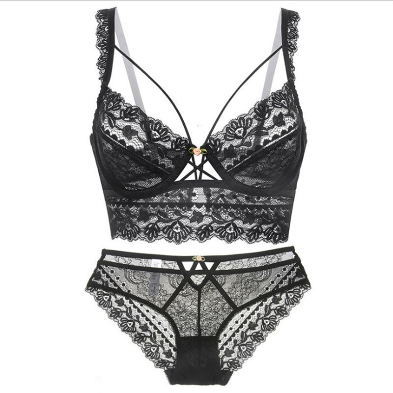 Ultra-thin Non-sponge Sexy Bra Set With Lace Embroidery