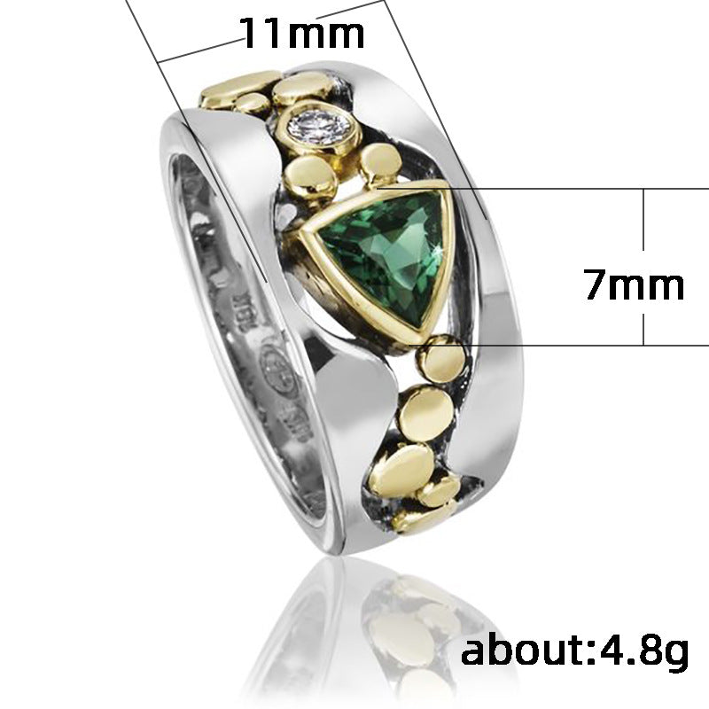 Elegant Two Tone 925 Silver Rings for Women Blue Sapphire Ring Size 6-10