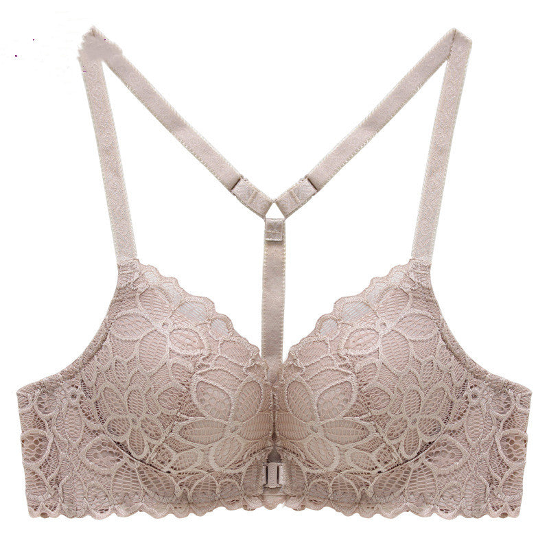 Front Button Bra Lace Without Steel Ring Bra